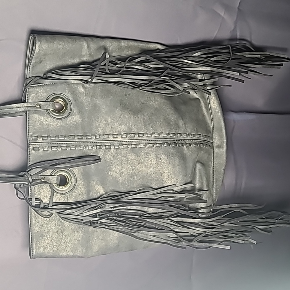 Massimo Large Gray Fringe Bag